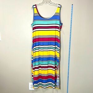 Beautiful Striped Multicolored Plus Size Sleeveless Dress. Size 2X.